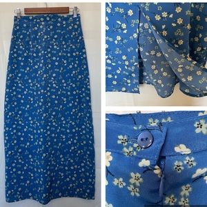 🦋Vintage 90s Blue Floral Maxi Skirt🦋
